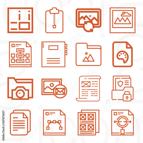 16 pack of bureaucracy  lineal web icons set