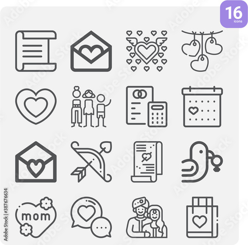 Simple set of affair related lineal icons.