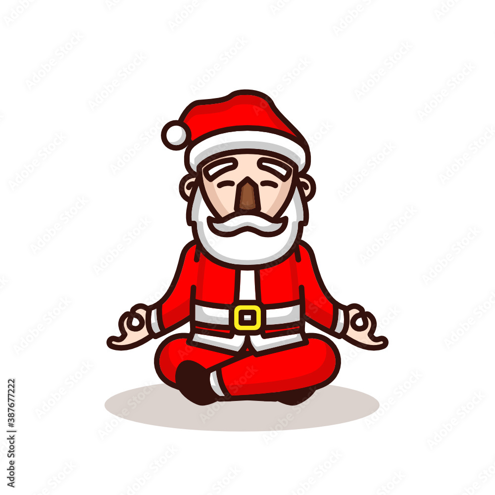 Cute Santa Claus with yoga pose Cute Santa Claus with yoga pose