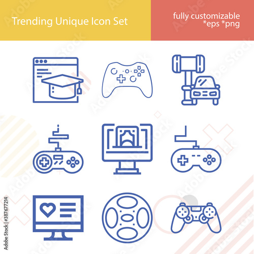 Simple set of gambling related lineal icons.