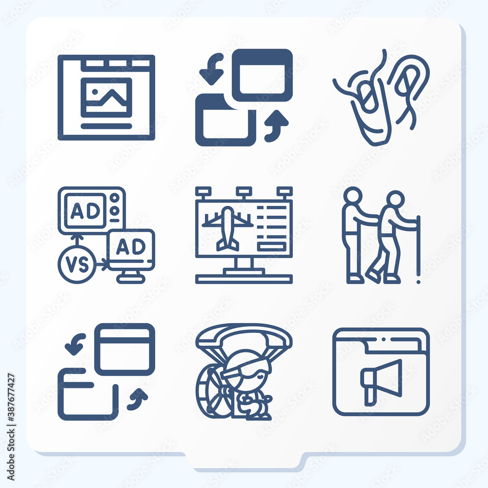Simple set of 9 icons related to jump Simple set of 9 icons related to jump