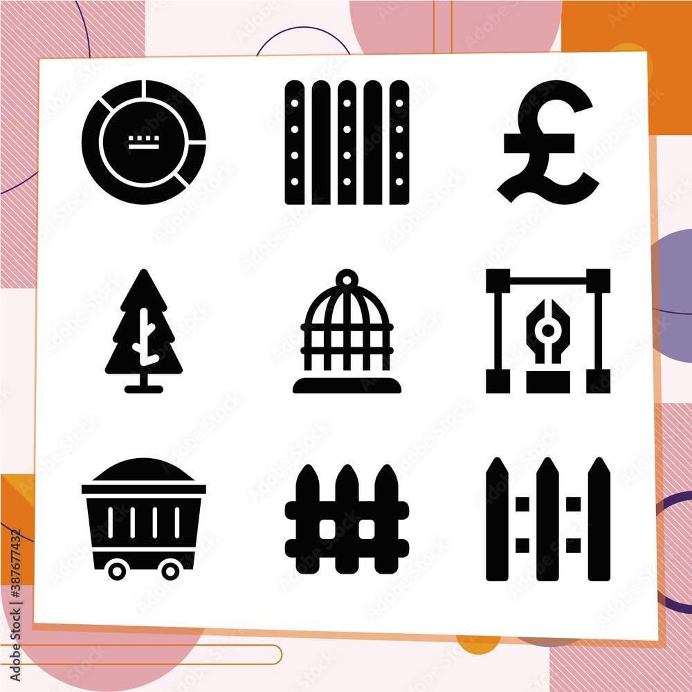 Simple set of 9 icons related to enclosure Simple set of 9 icons related to enclosure