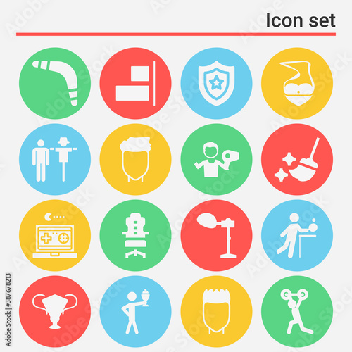 16 pack of plainly  filled web icons set