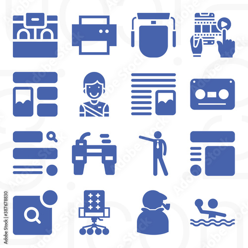 16 pack of role  filled web icons set