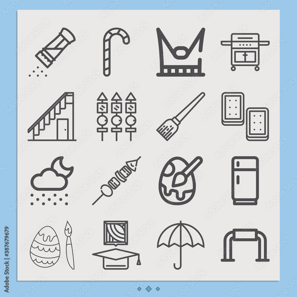 Simple set of umbrella related lineal icons. Simple set of umbrella related lineal icons.