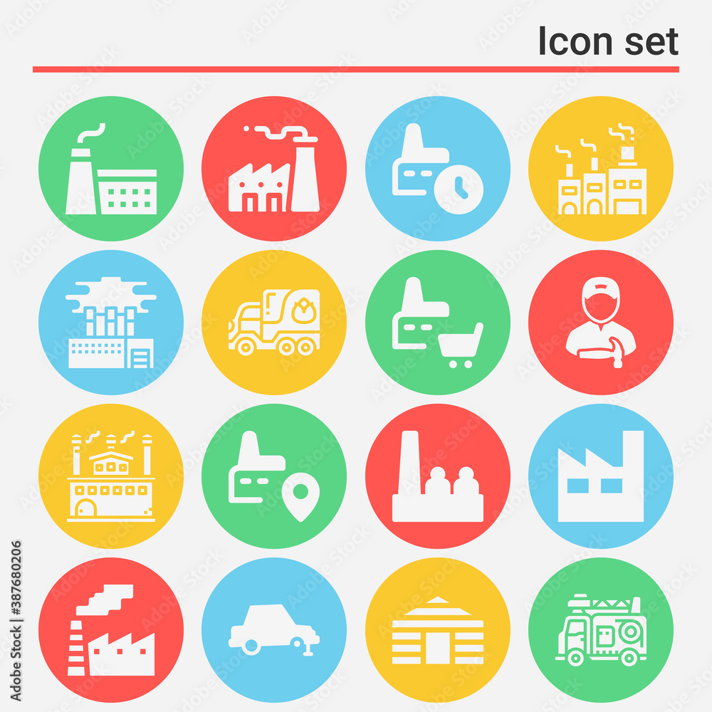 16 pack of manufactured filled web icons set 16 pack of manufactured filled web icons set