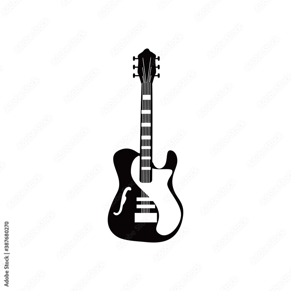 Obraz premium guitar acoustic instrument with ornament black and white style icon vector design