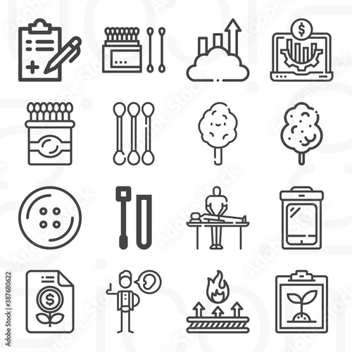 16 pack of yarn  lineal web icons set