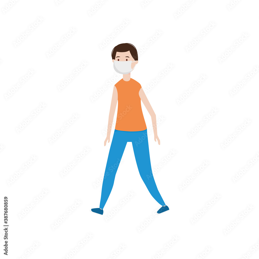 cartoon man using a medical mask, flat style cartoon man using a medical mask, flat style