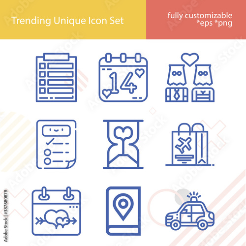 Simple set of escort related lineal icons.