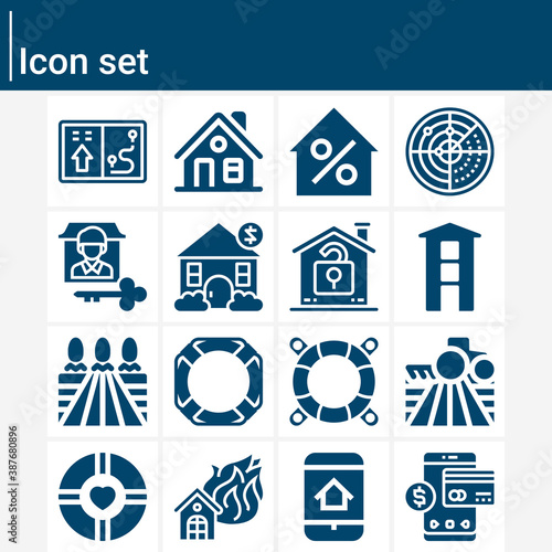 Simple set of acres related filled icons.