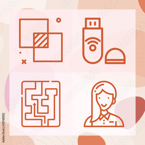 Simple set of connecting related lineal icons