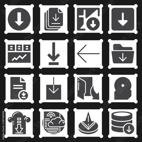 16 pack of butt shaft  filled web icons set