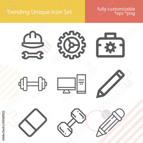 Simple set of microscope related lineal icons.