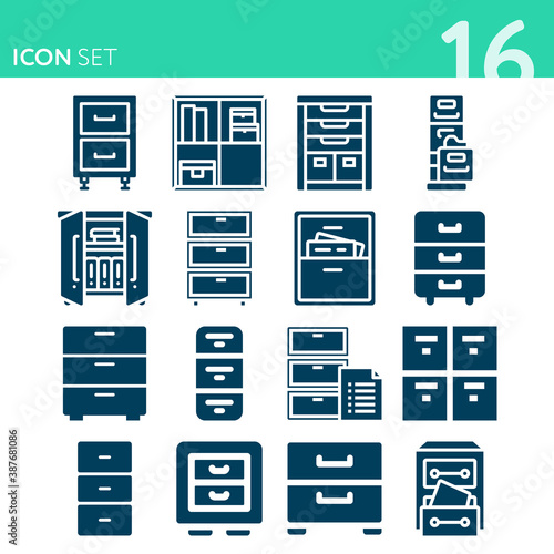 Simple set of 16 icons related to ministry