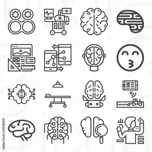16 pack of cognition  lineal web icons set