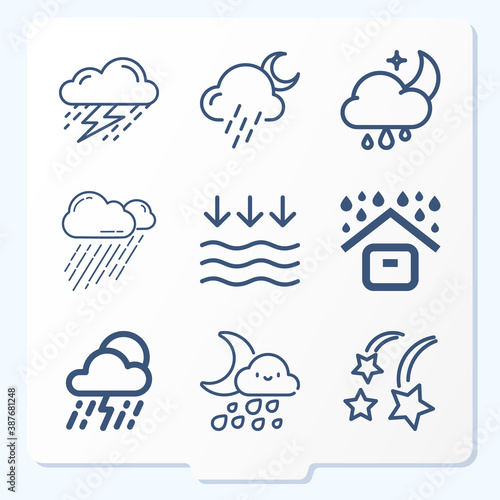 Simple set of 9 icons related to fresh water