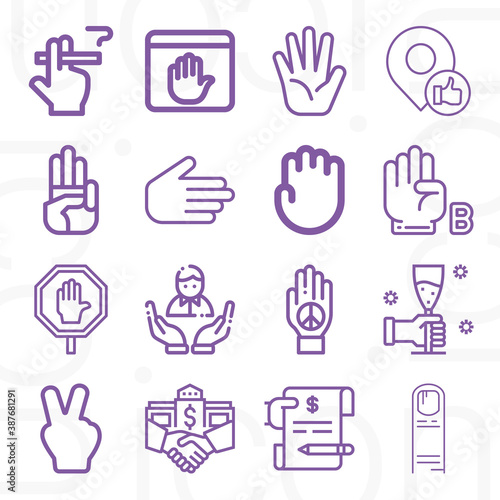 16 pack of handing  lineal web icons set