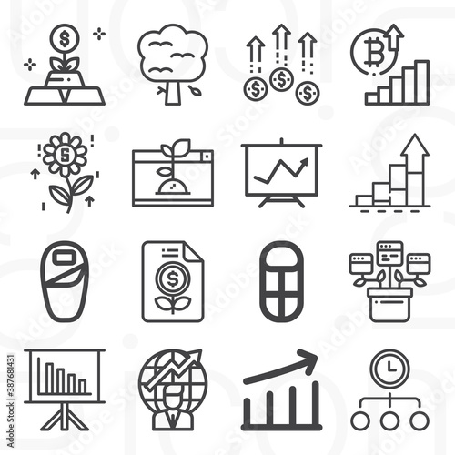 16 pack of vegetation  lineal web icons set