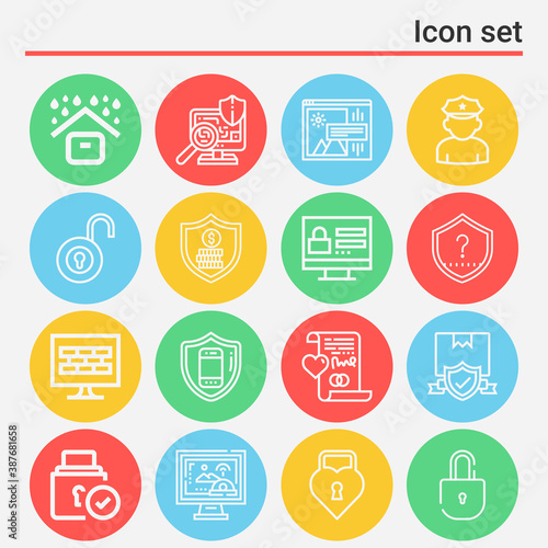 16 pack of collateral  lineal web icons set