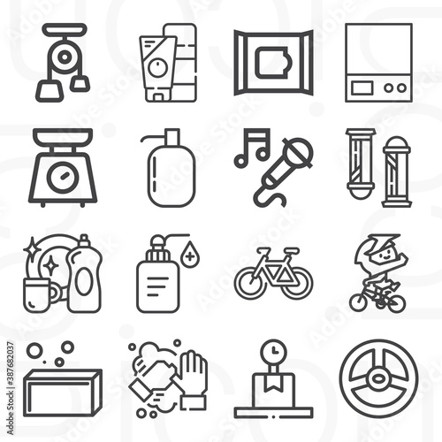 16 pack of saddle lineal web icons set