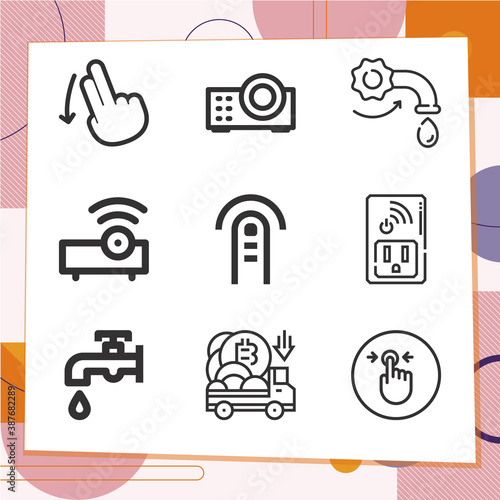 Simple set of 9 icons related to wire