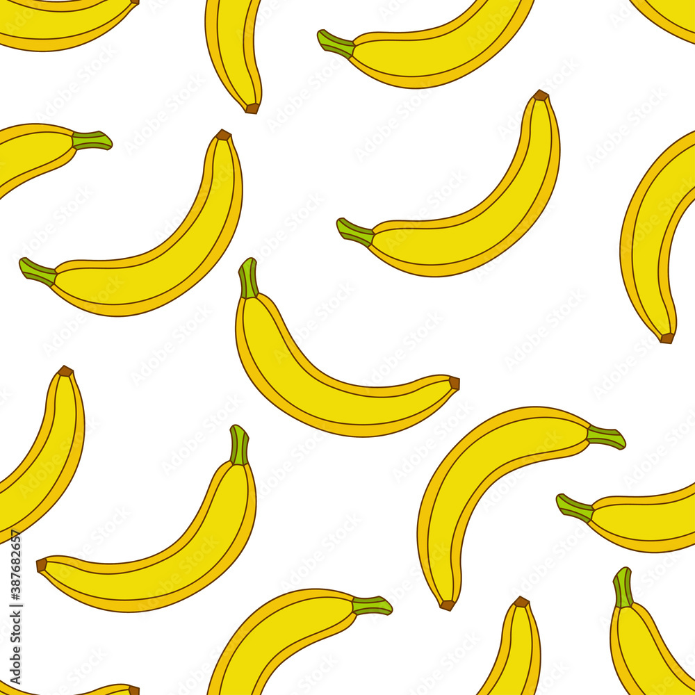 Banana seamless pattern design. Banana fruit pattern background. Fruit seamless pattern isolated.
