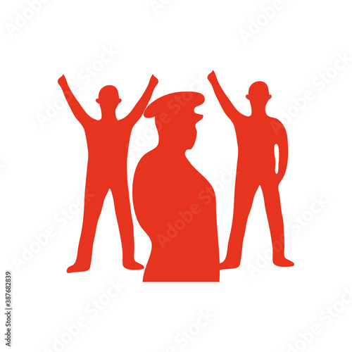 silhouette soldiers icon, flat style