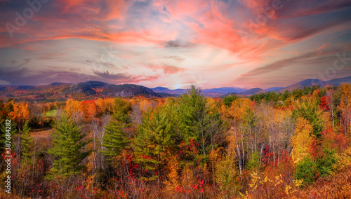 New England Fall with a beautiful sky