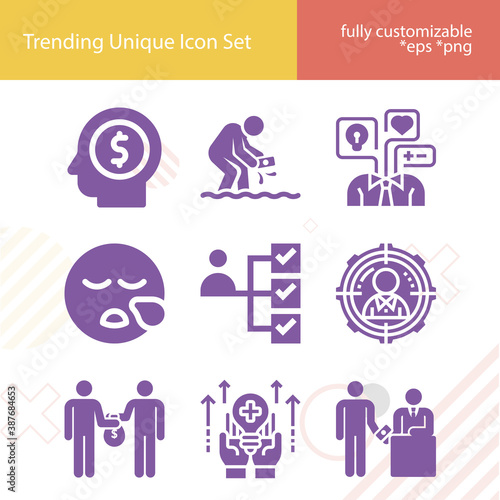 Simple set of perceptions related filled icons.