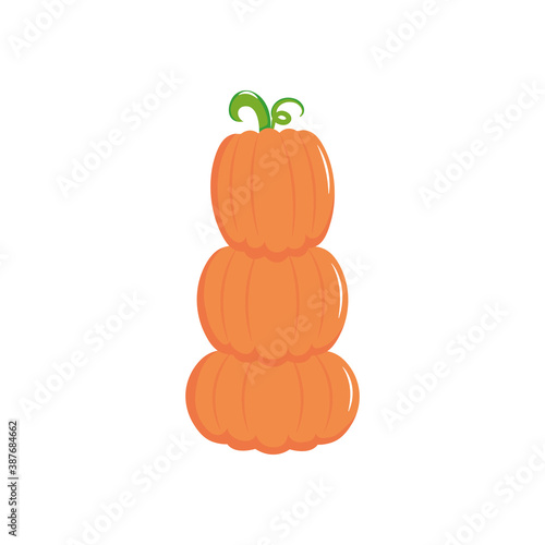 stack of pumpkins icon, flat style