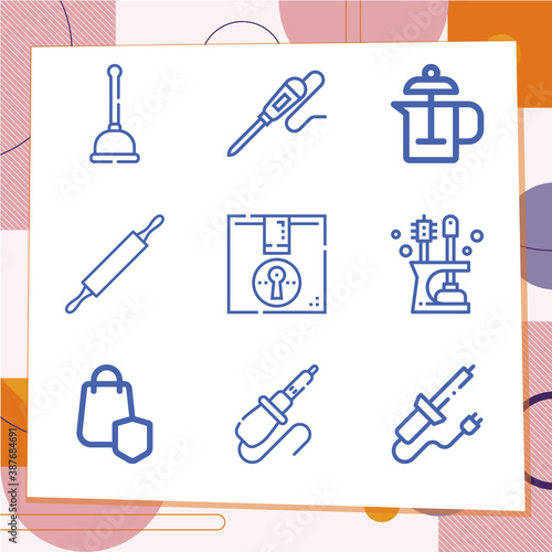 Simple set of 9 icons related to strengthen