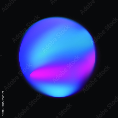 Vibrant colorful gradient blurred circle, abstract neon spot on dark background.