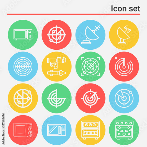 16 pack of microwave  lineal web icons set