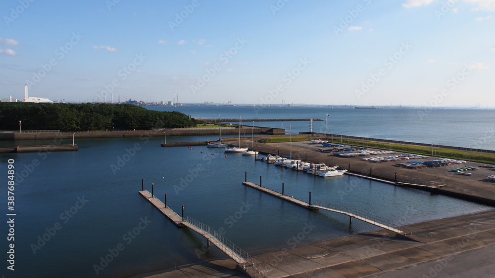 Yacht harbor on Inage in Chiba, Japan on Oct. 21, 2020
