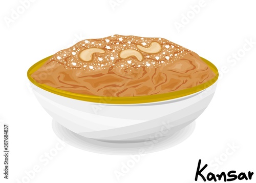 Kansar indian Sweet Dish Food Vector