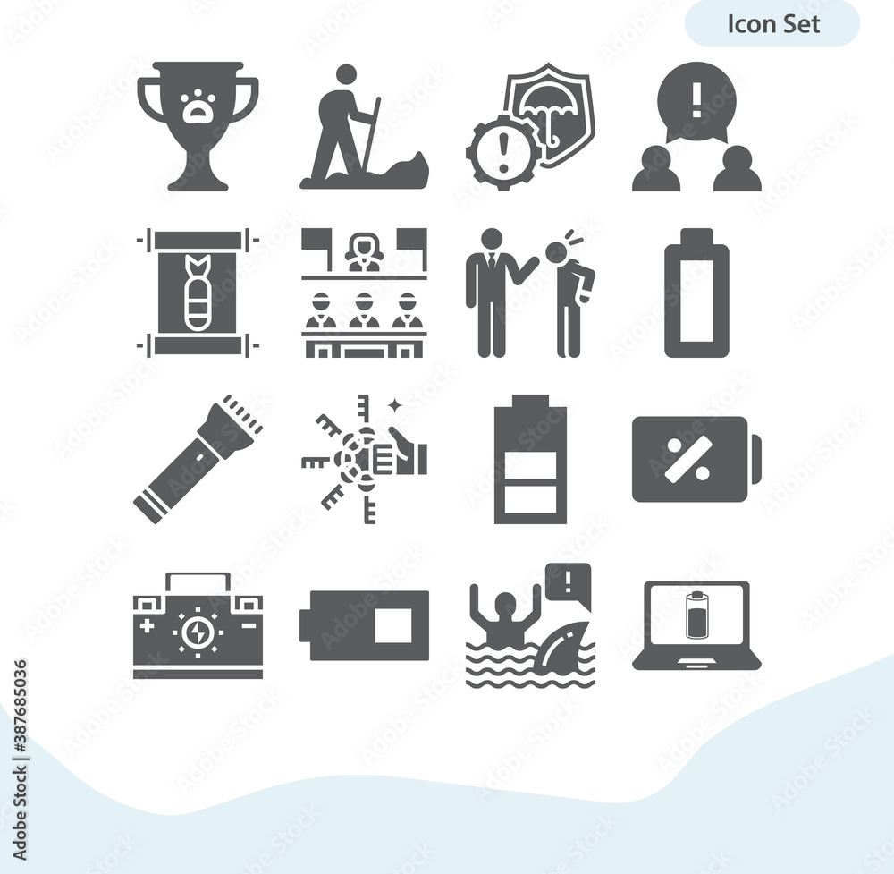 Simple set of attempt related filled icons. Simple set of attempt related filled icons.