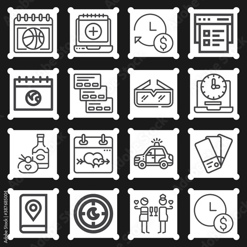 16 pack of escort  lineal web icons set