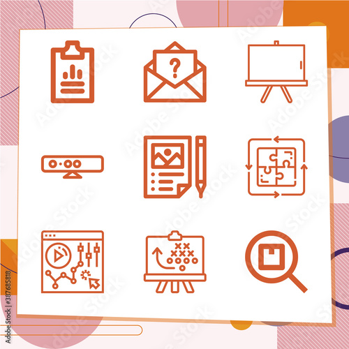 Simple set of 9 icons related to proposal