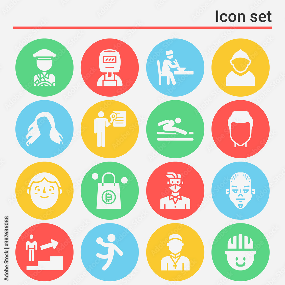 16 pack of standing  filled web icons set