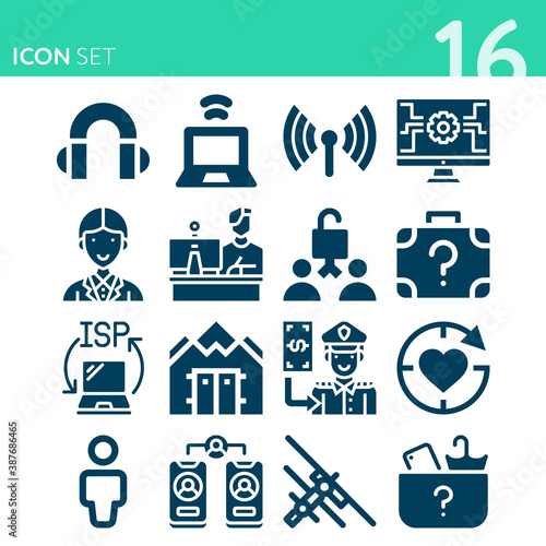 Simple set of 16 icons related to enlisted