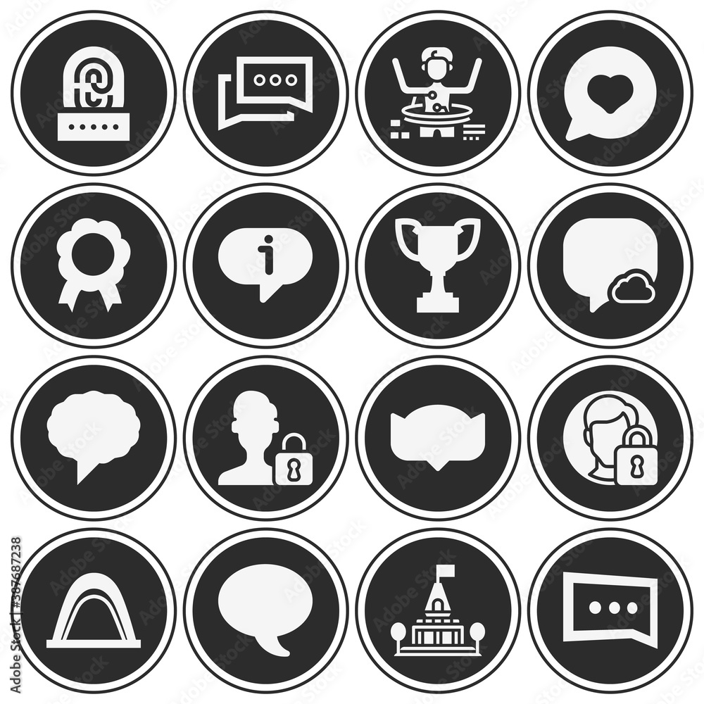 16 pack of recognition  filled web icons set