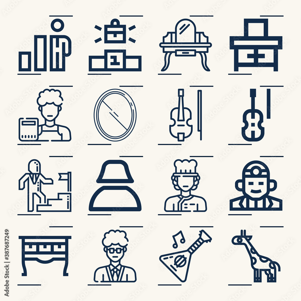 Simple set of specialization related lineal icons. Simple set of specialization related lineal icons.