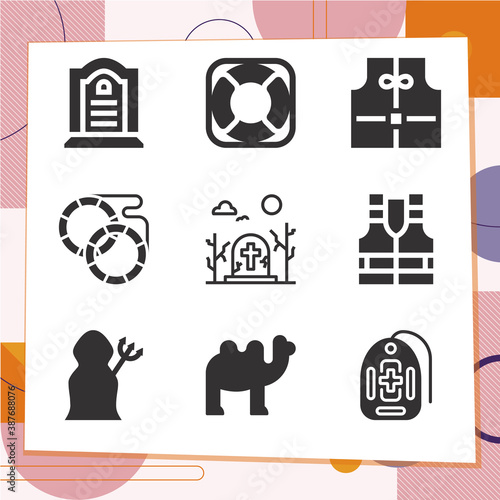 Simple set of 9 icons related to demise