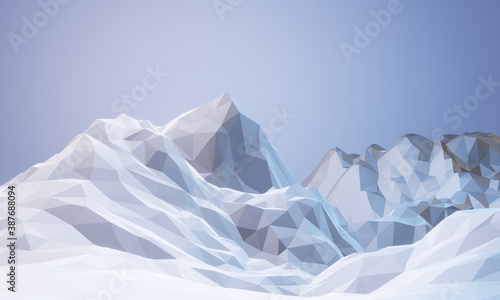 3D renderated low poly iceberg.