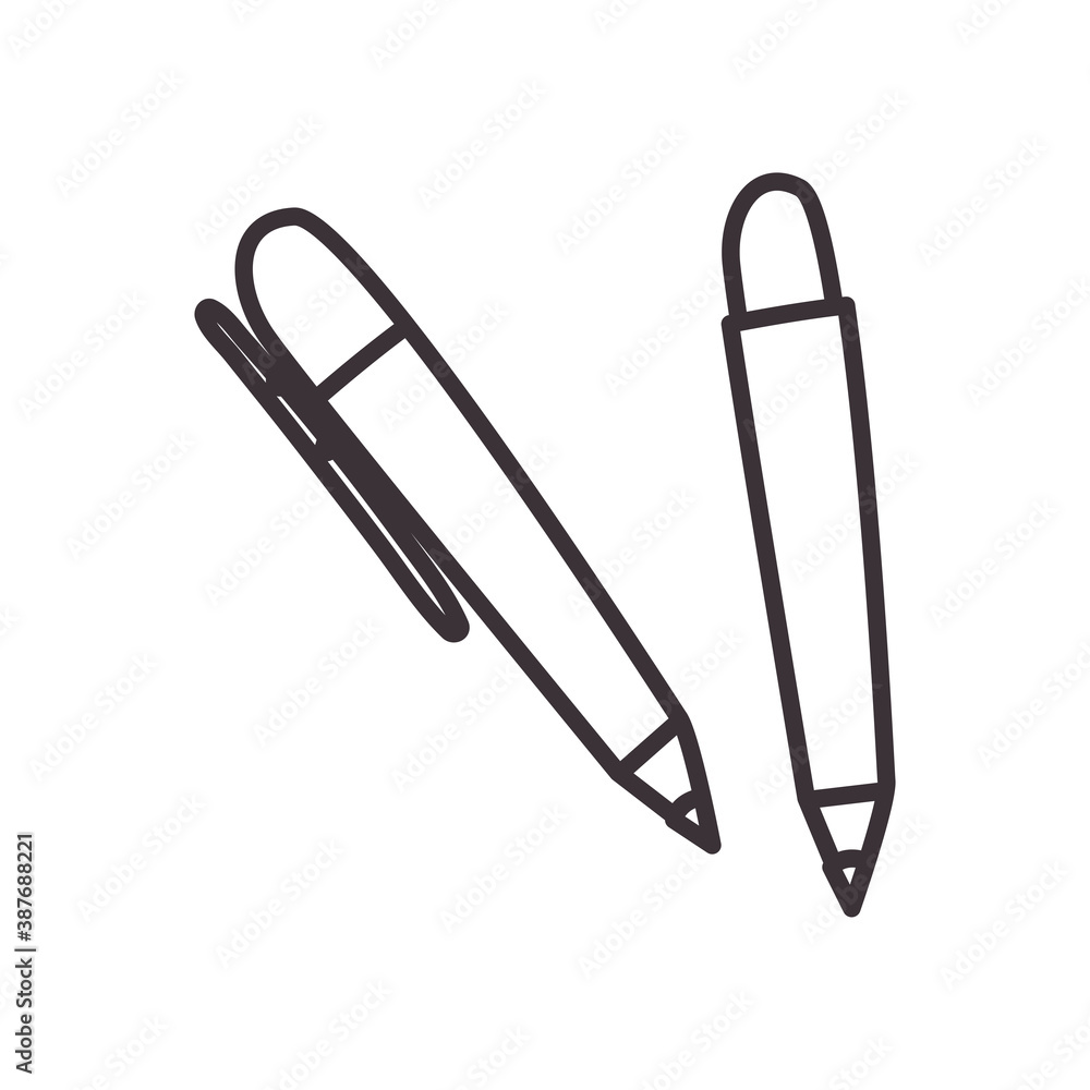 Obraz premium pencil and pen vedaily sticker line style icon ctor design