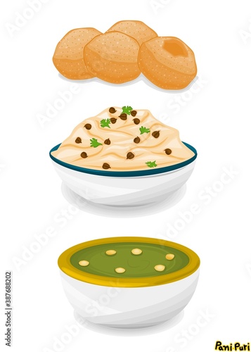 Pani Puri ingredients Food vector