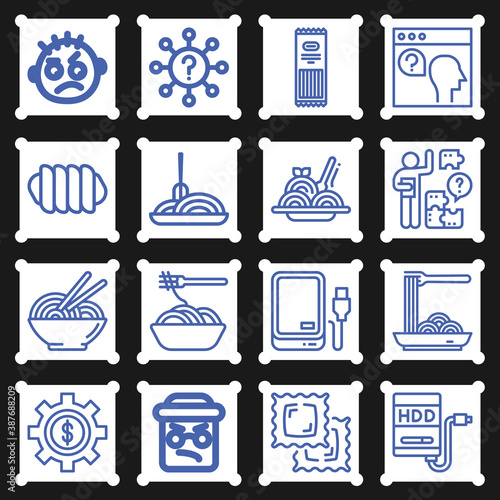 16 pack of difficult  lineal web icons set