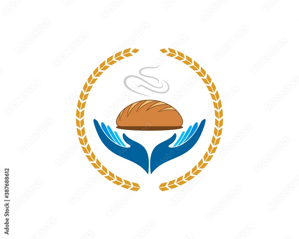 Circular wheat with hand care and bakery Circular wheat with hand care and bakery