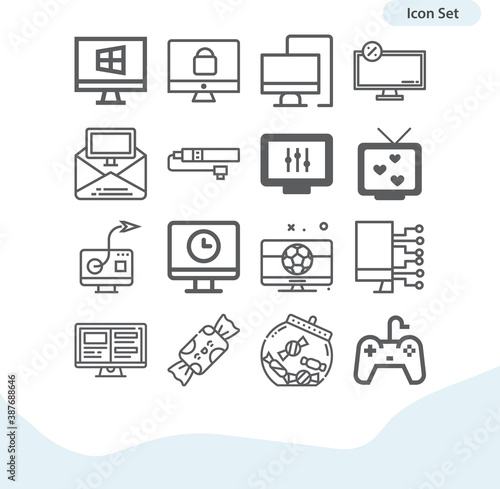 Simple set of crystal related lineal icons.